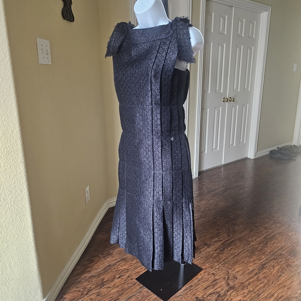 Chanel Silk Blend Black Pleated Dress Size 34 Elegant Quiet Luxury NWT